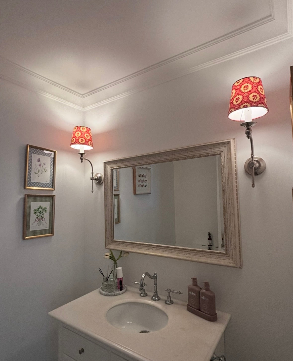 Pink Floris Wall Sconce Lampshades – Handmade Designer Shades