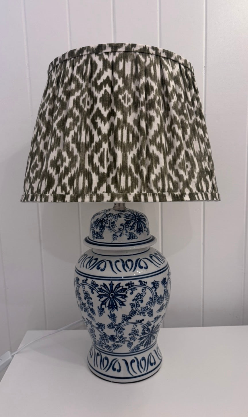 Olive Ikat gathered shade