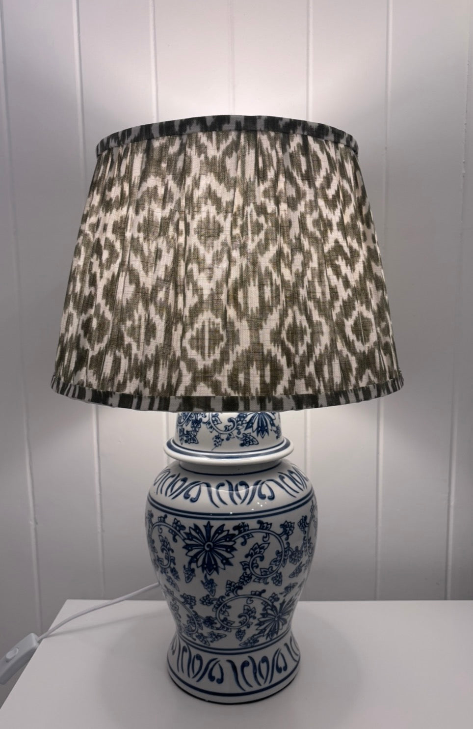 Olive Ikat gathered shade