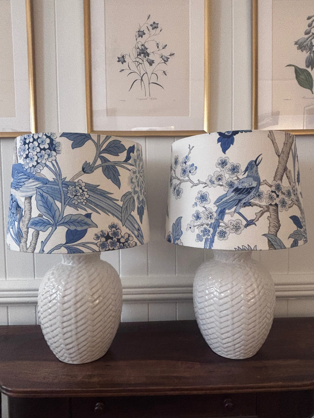 Hydrangea Bird lamps