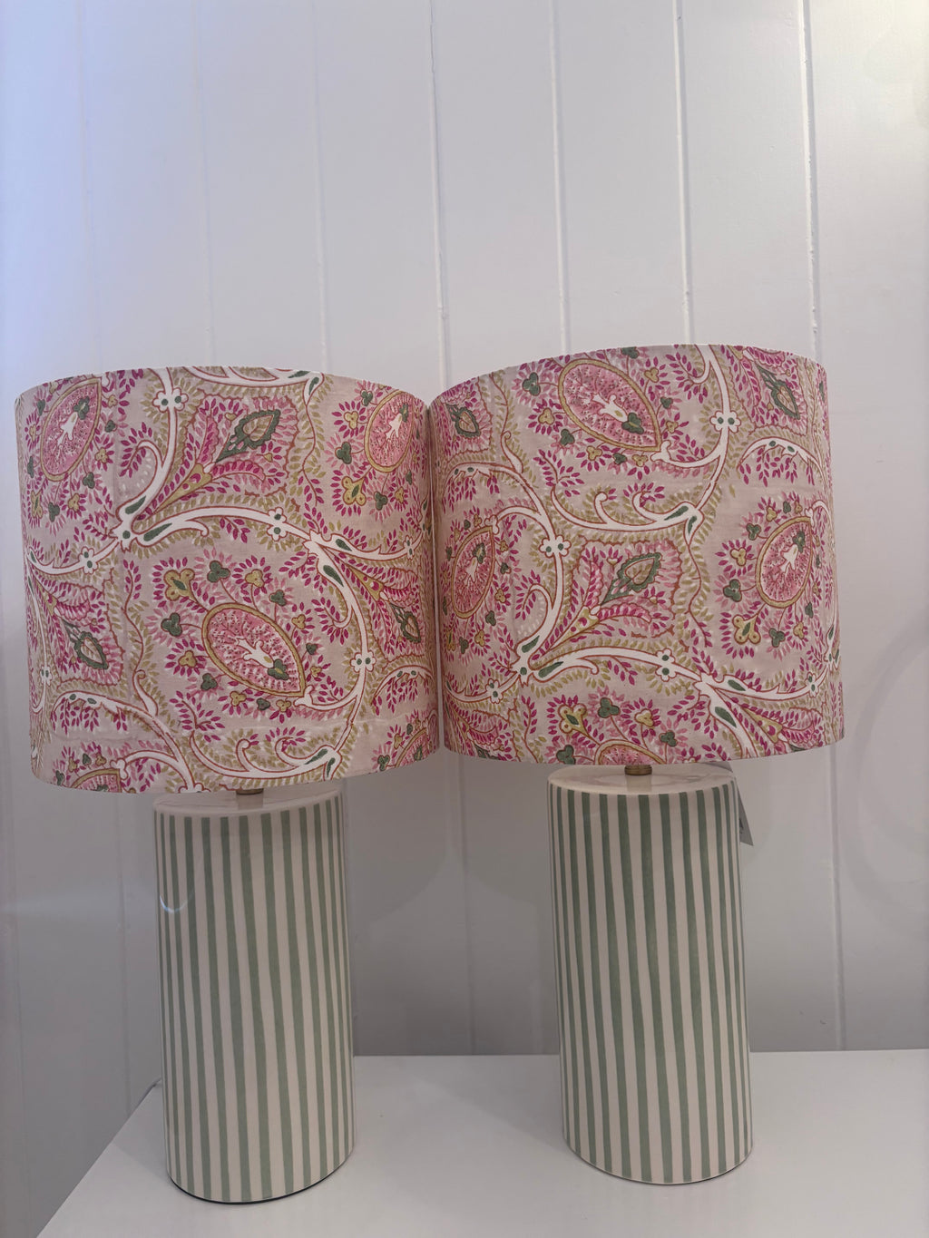 Green/white striped lamps