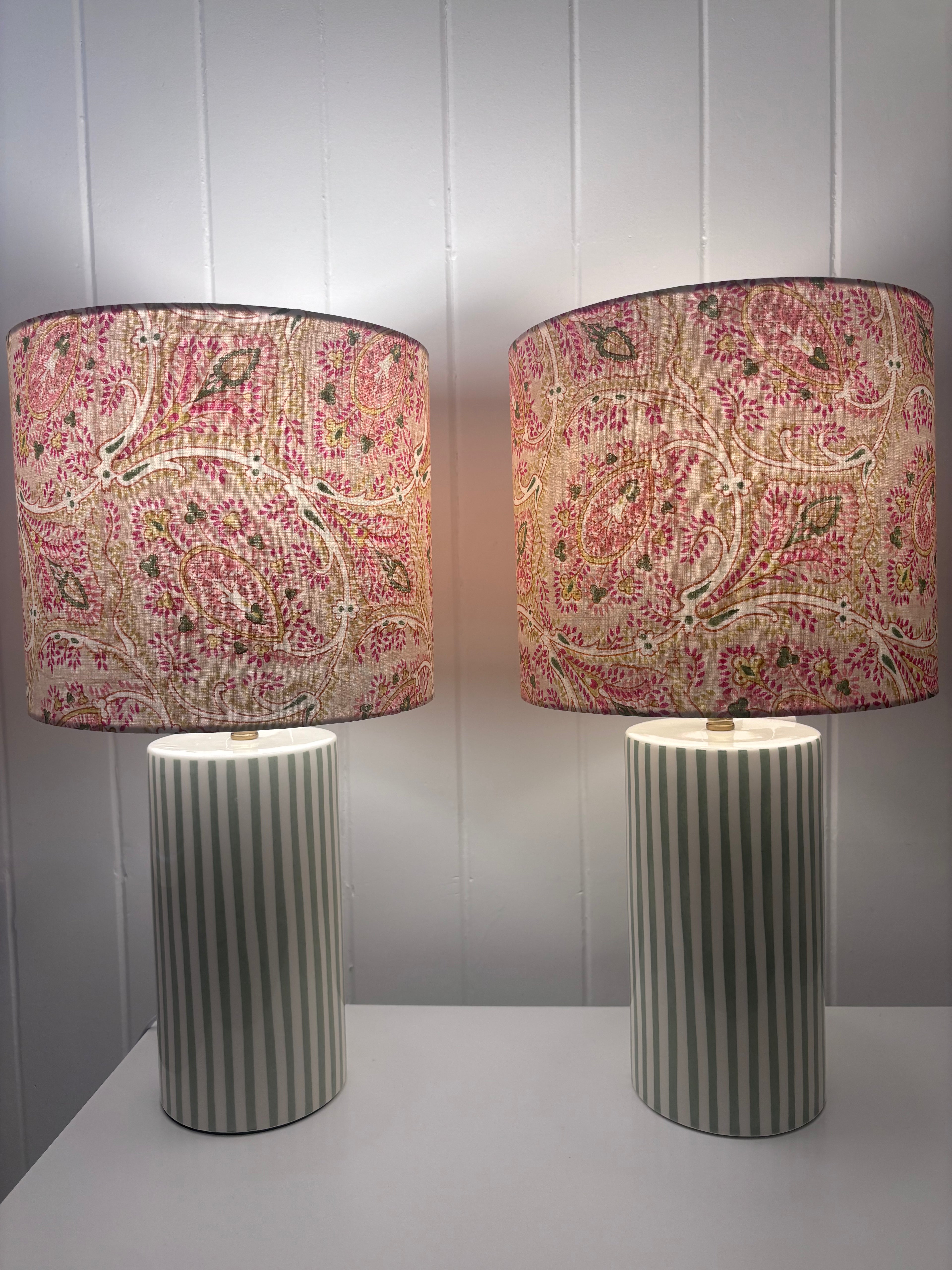 Green/white striped lamps
